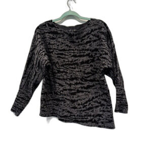 Express Sweater Soft Knit Black Gray Asymmetrical Long Sleeve Women sz Large